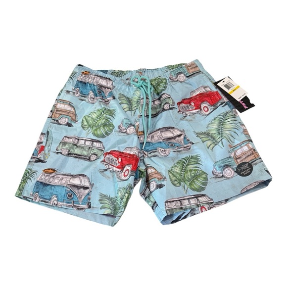 Psycho Tuna Men’s Swim Trunks Size M – Classic Car Print - Picture 1 of 6